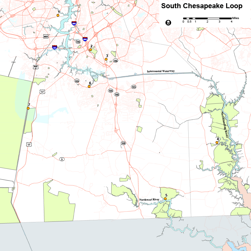 Click to open a PDF of the South Chesapeake loop map