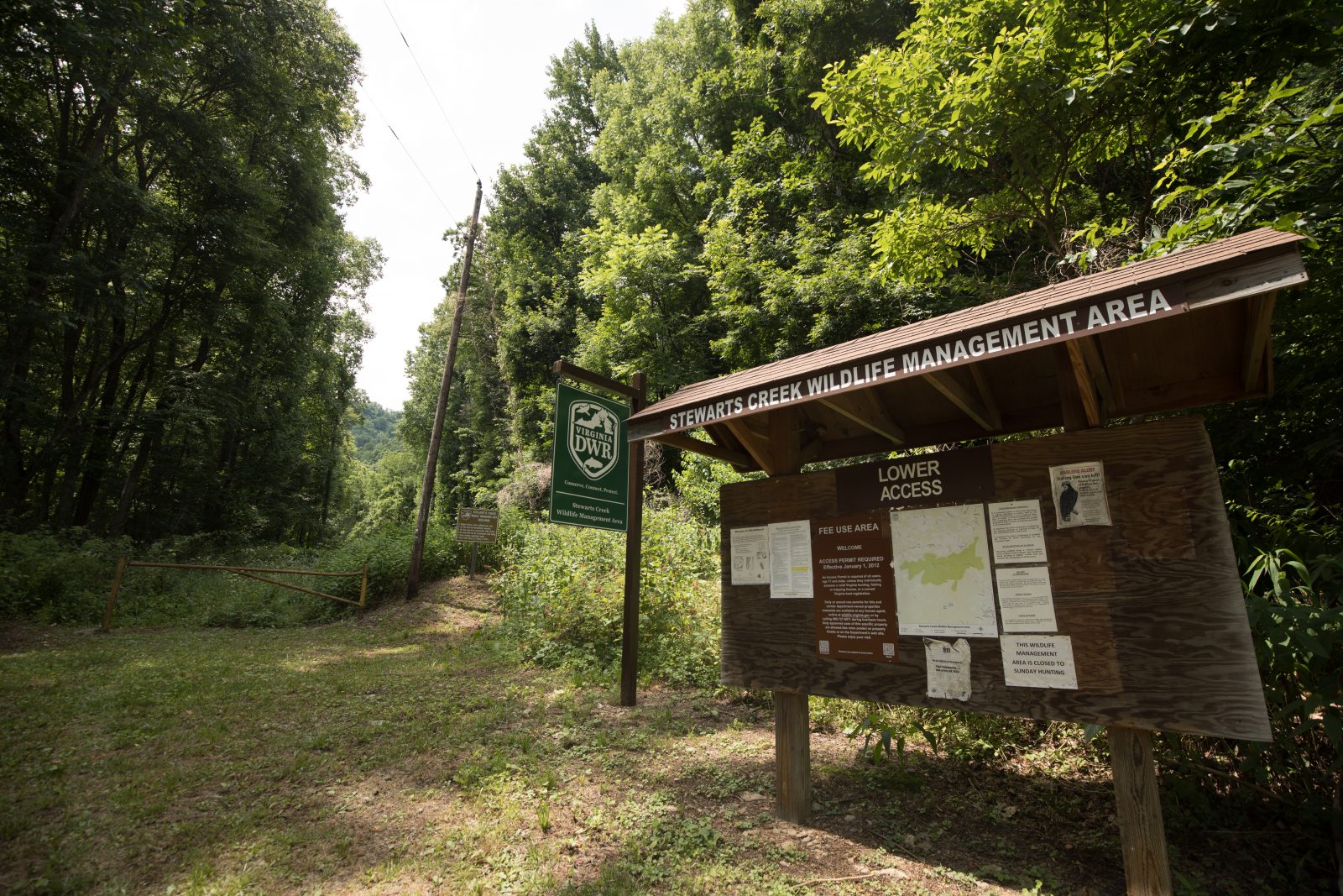 The parking area at Stewarts Creek WMA is not paved and suited for all terrain vehicles