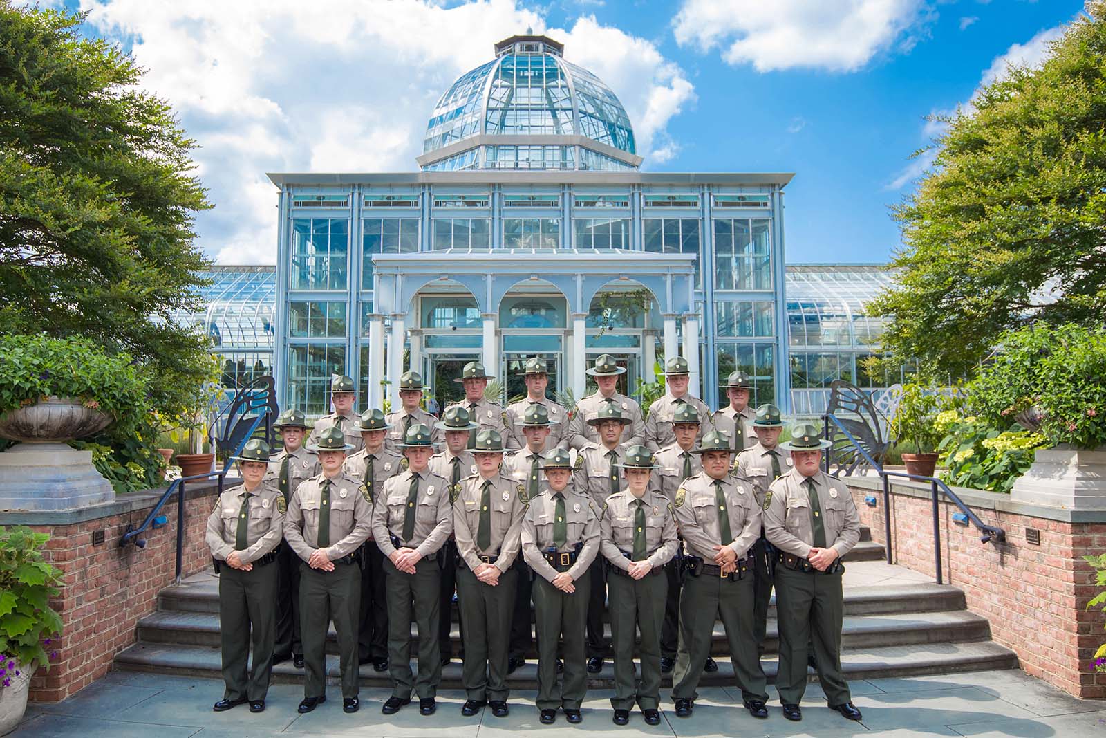 A group photo of Conservation Police recruit graduates