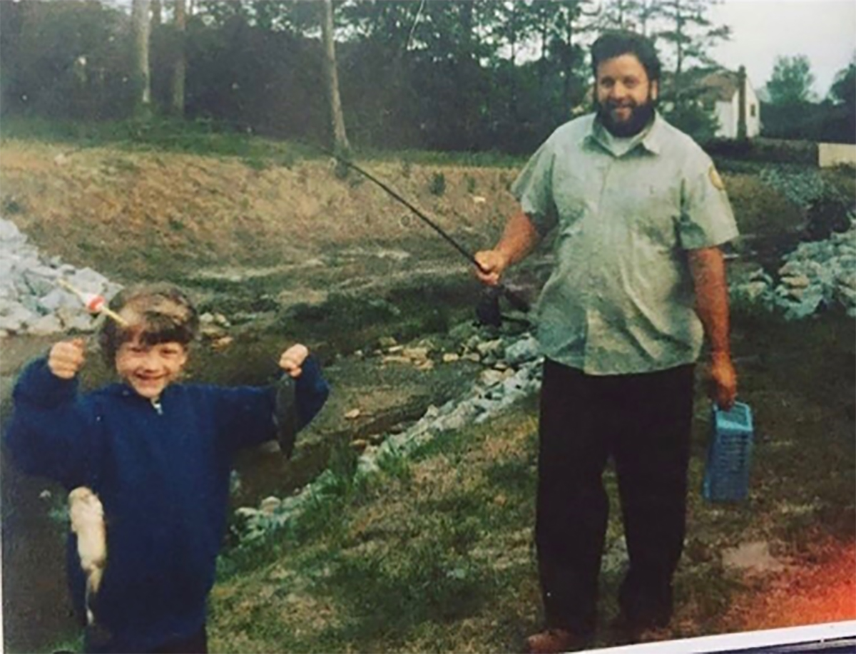 CPO Bonnie Braziel (left) fishing as a child with her father. 