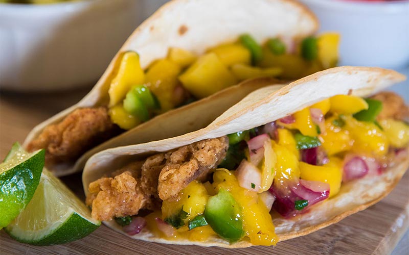 Click to open fried cajun trout tacos with mango salsa recipe in new tab