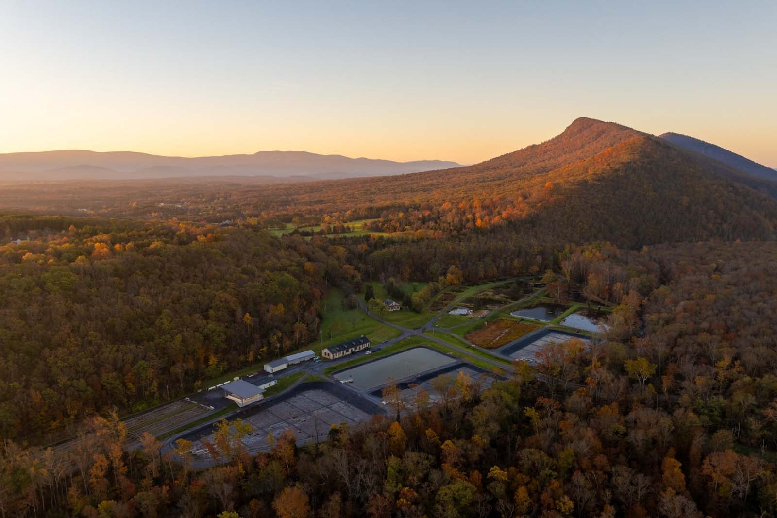 An aerial view of the Front Royal Fish Cultural Station
