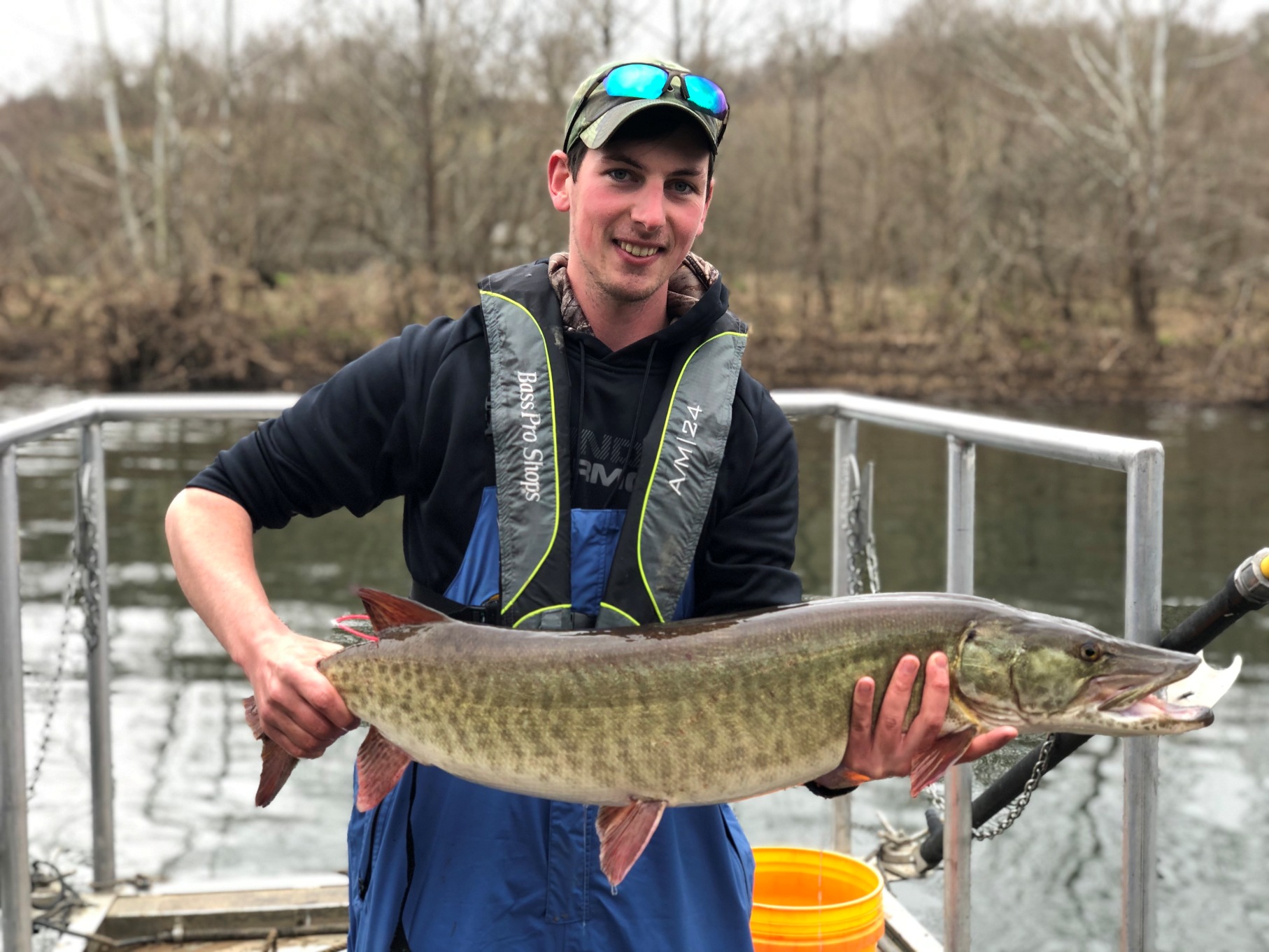 Young angler 'nuts about fishing' reels in 40 inch muskie