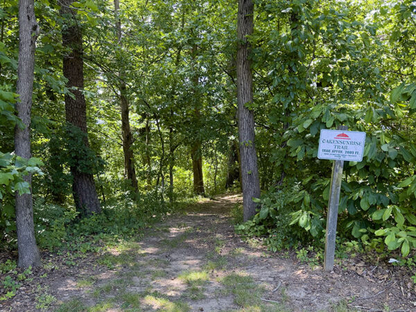 The Oakensunrise Trail is a natural surface trail through the woods along River Road.