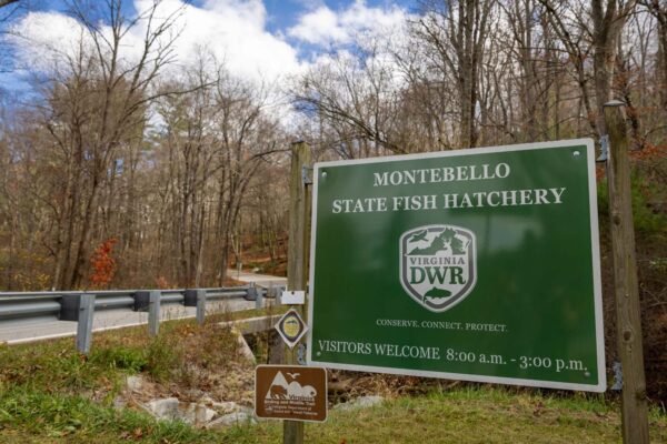 The Montebello Fish Hatchery welcome sign