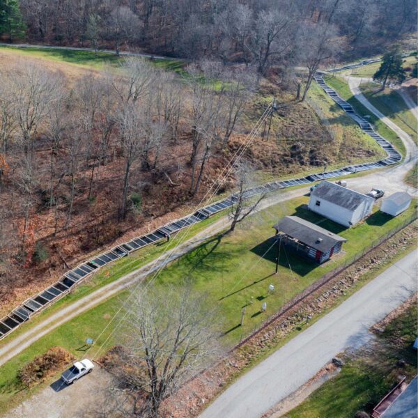 An aerial view of the Montebello Hatchery