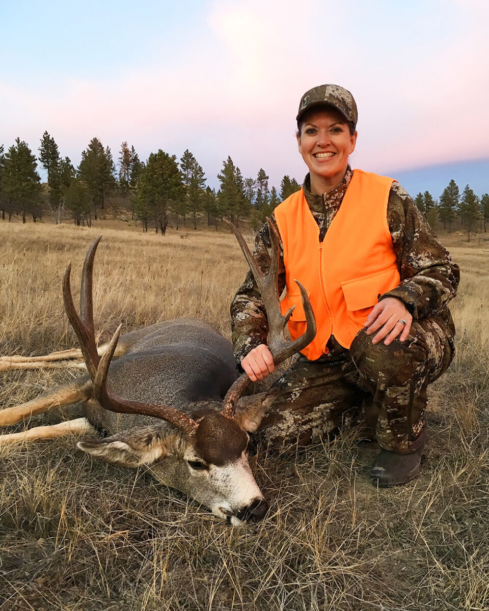 An image of the author with an killed Montana mule deer
