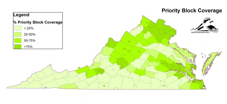 A map of the priority block coverage of the state for the survey