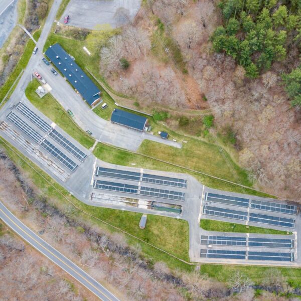 An aerial view of the Paint Bank Hatchery