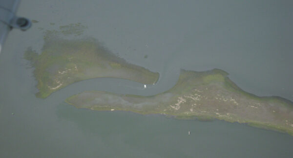 An arial view of an island as taken by a conservation police officer