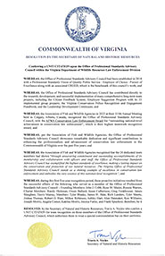 Thumbnail of a resolution by the Virginia Secretary of Natural and Historic Resources