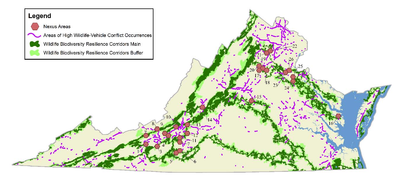 A map of Virginia showing Nexus Areas.