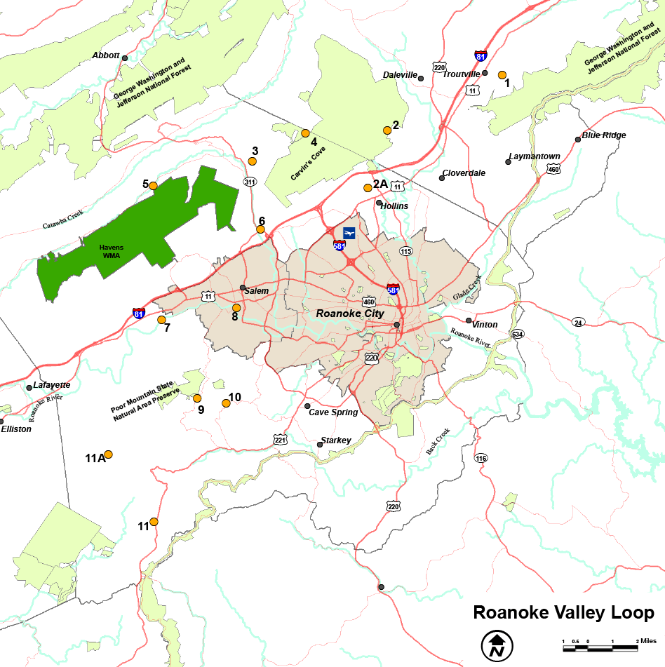 Click to open PDF of Roanoke Valley loop map